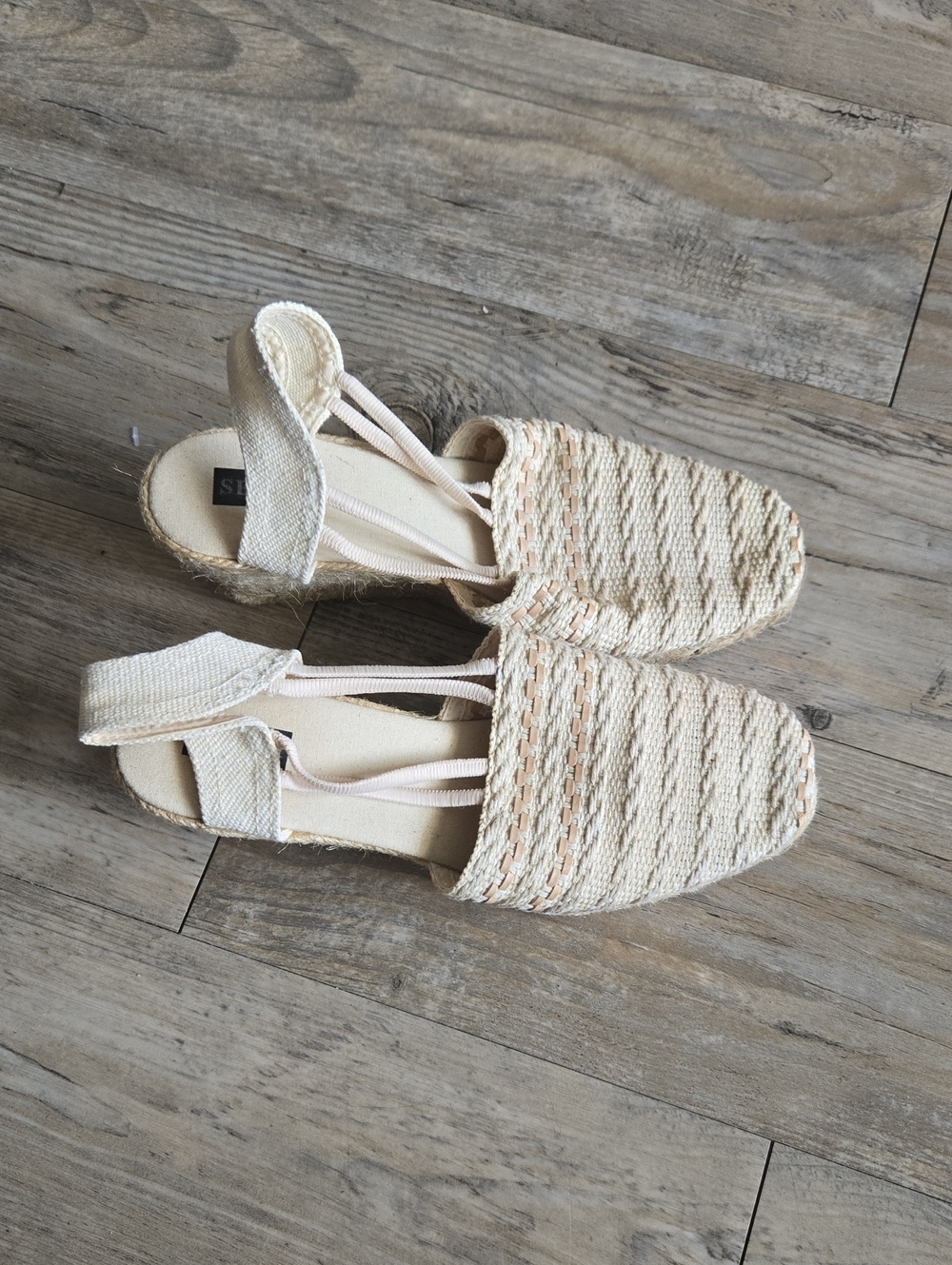 Sesto Meucci Cream Woven Espadrille Slingback Flats